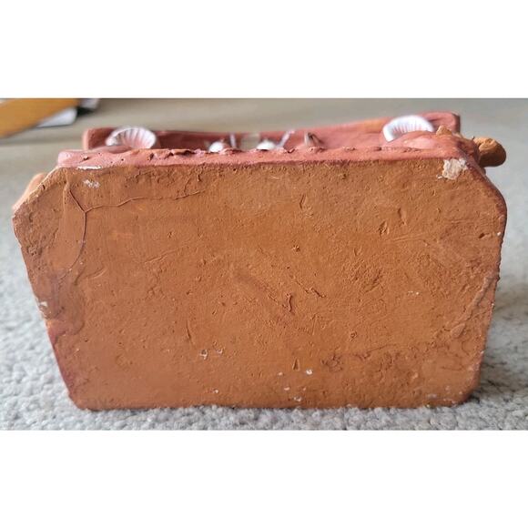 Vintage Mexican Red Clay Pottery Nativity Manger Animal Scene Hand Painted - Picture 8 of 8